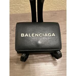 Balenciaga Black Leather Wallet with Logo – Authentic